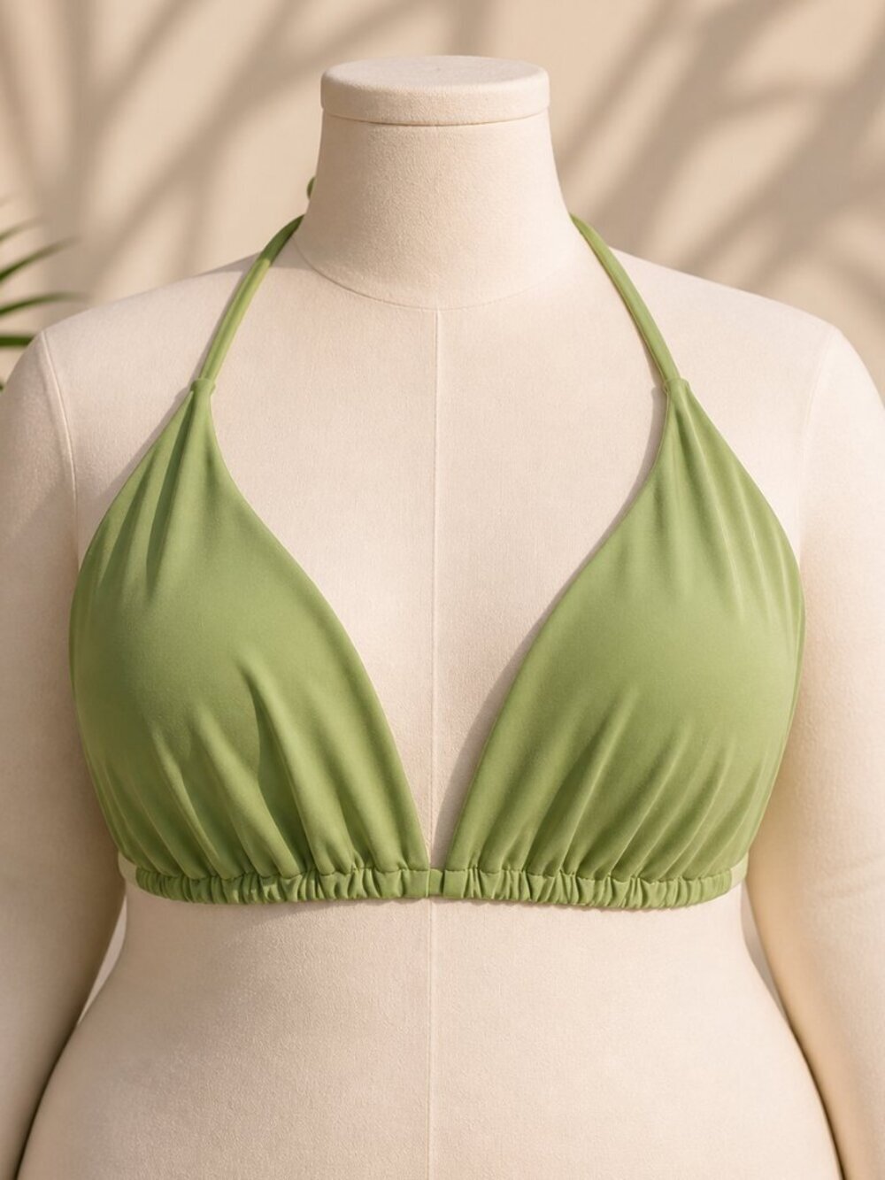 Green Triangle Bikini Top Tie Neck Back Adjustable 4XL